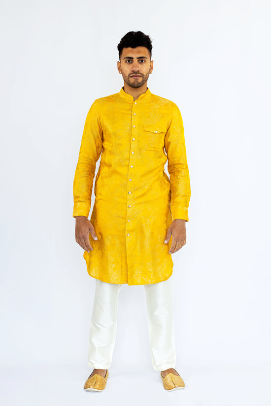 Gold Floral Cotton Kurta Set