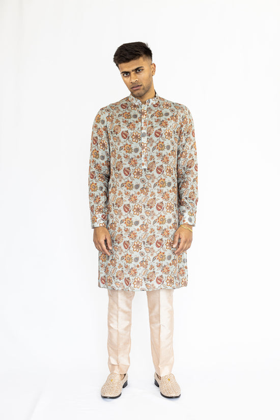 Powder Blue Floral Kurta Set